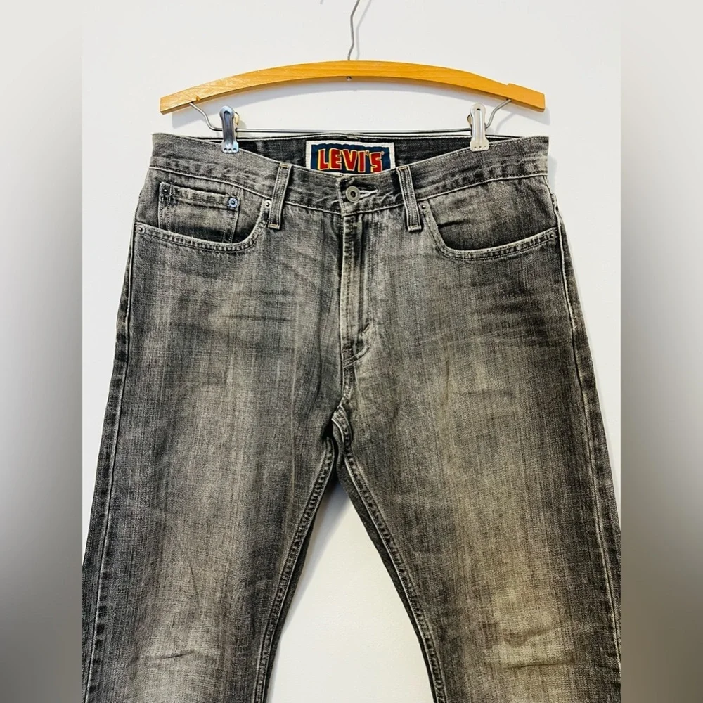 LEVI’S 514 Slim Straight Jeans Black Gray Denim 2008 Mens 33x32 Distressed EUC